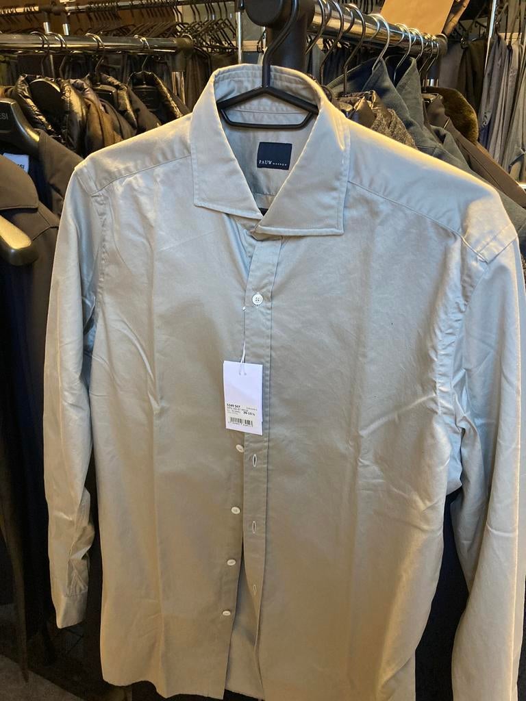Kaki pauw shirt katoen 39, Kleding | Heren, Ophalen of Verzenden, Nieuw, Beige, Halswijdte 39/40 (M)