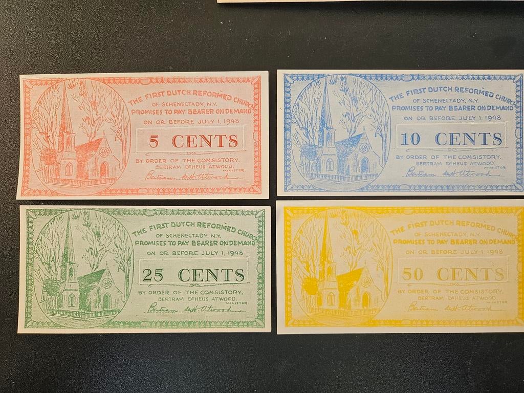 First Dutch Reformed Church New York 1948 Church currency, Ophalen of Verzenden, Noord-Amerika, Setje