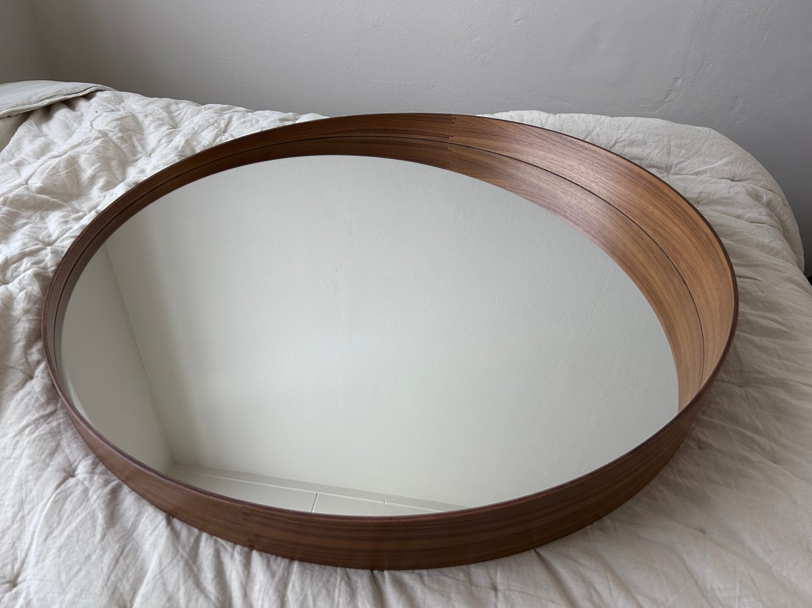 Ikea Stockholm spiegel 80 cm walnootfineer, Ophalen, Rond, Zo goed als nieuw, 75 tot 100 cm