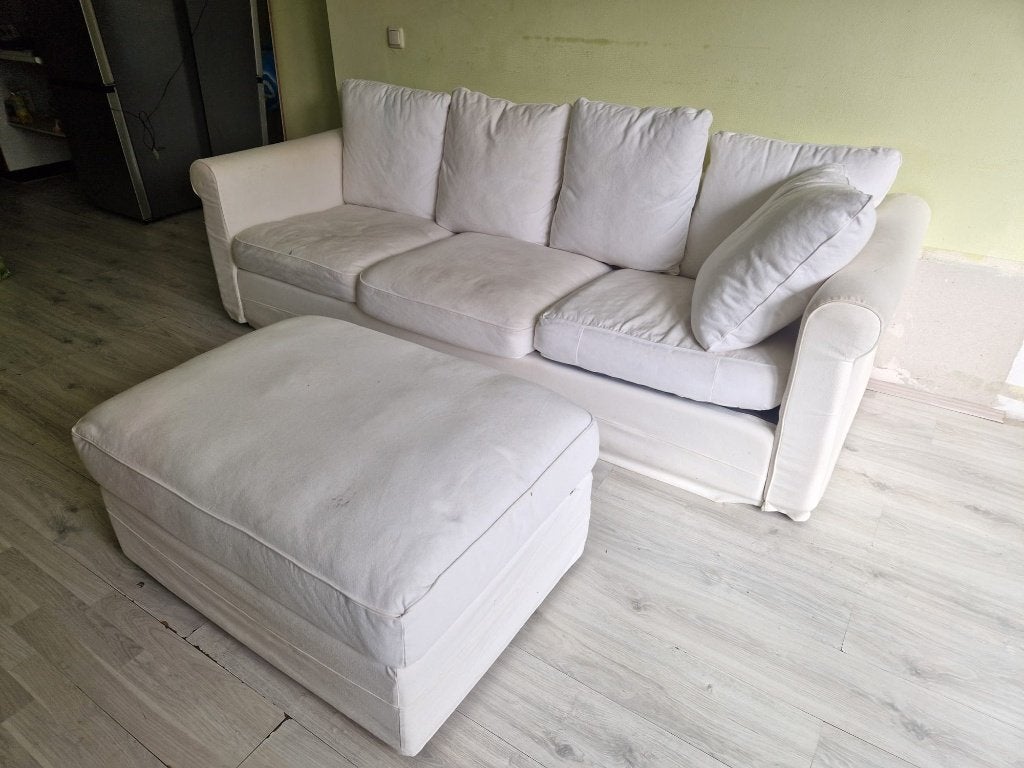 Gratis Ikea Gronlid bank met hocker, Huis en Inrichting, Ophalen, Gebruikt, Driepersoons, 75 tot 100 cm