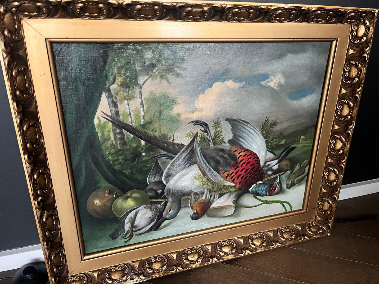 Antiek Olieverf schilderij “stilleven met dode vogels”, Antiek en Kunst, Ophalen of Verzenden