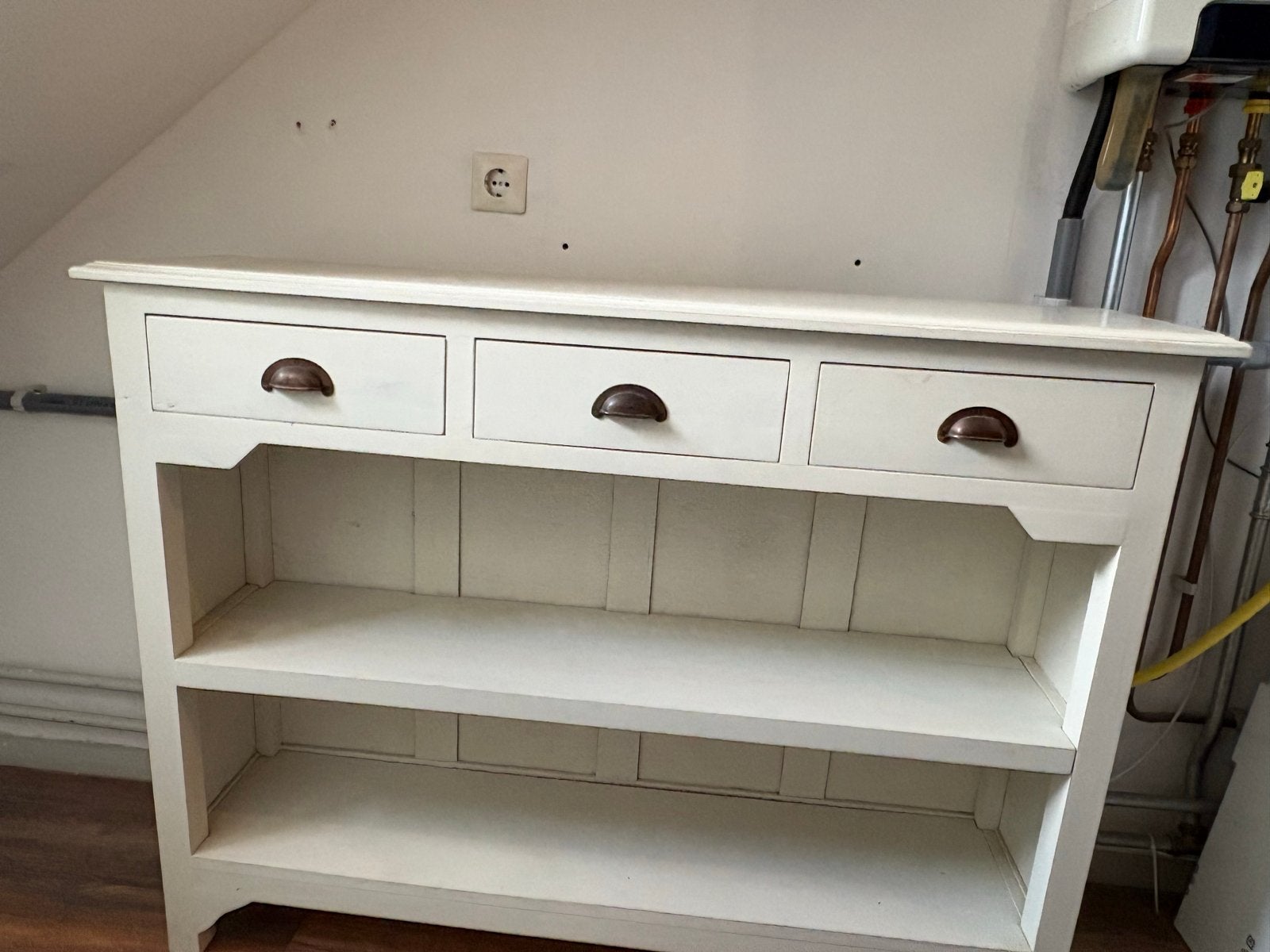 Prachtige side-tabel met drie lades, Huis en Inrichting, Ophalen, Gebruikt, 100 tot 150 cm, Met lade(s)