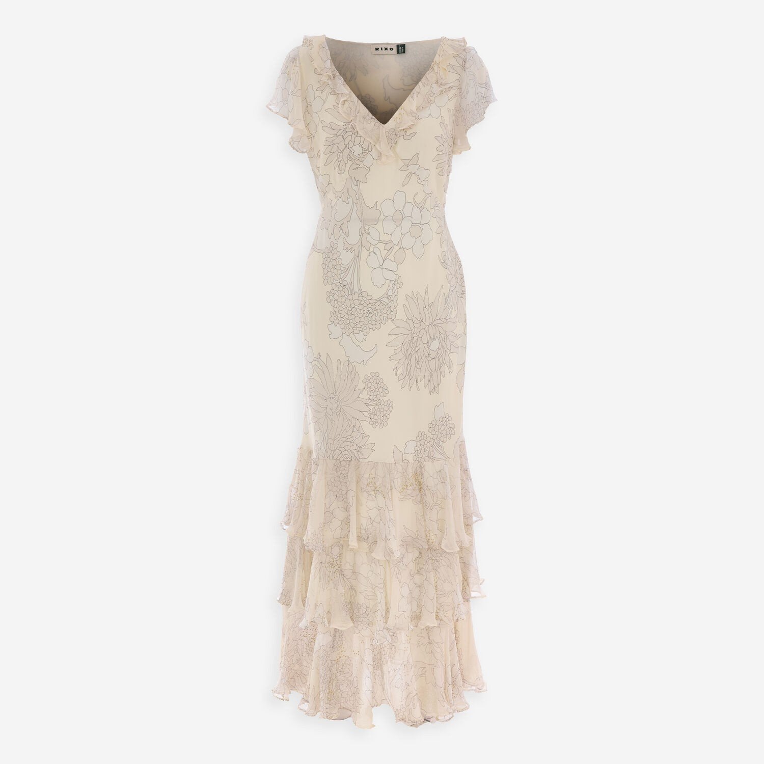 Rixo maxi ruffle dress nieuw, Kleding | Dames, Ophalen of Verzenden, Nieuw, Maat 34 (XS) of kleiner, Beige