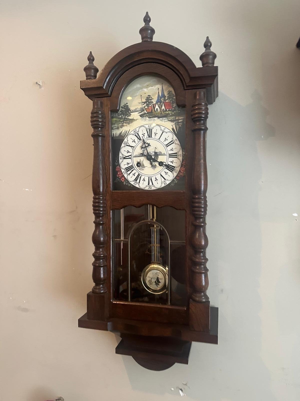 Friese Regulator Wandklok - Handbeschilderd - Hermle uurwerk, Ophalen