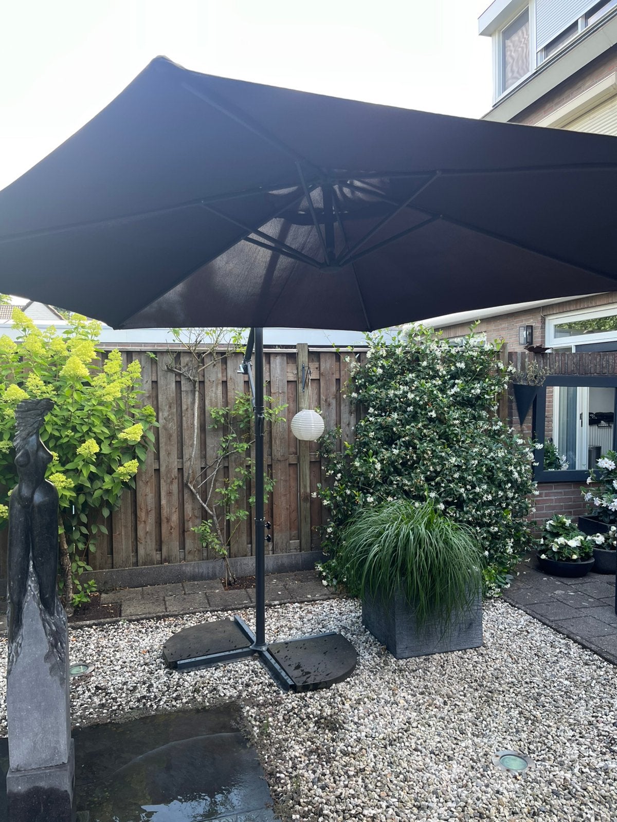 Zweef parasol, Tuin en Terras, Parasols, Ophalen, Kantelbaar, Zo goed als nieuw, Parasolvoet
