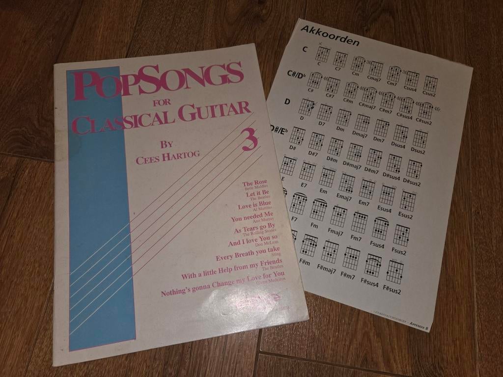 Popsongs voor Klassieke Gitaar - Cees Hartog Deel 3, Muziek en Instrumenten, Bladmuziek, Klassiek, Les of Cursus, Ophalen of Verzenden