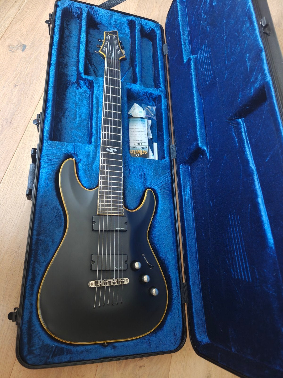 Schecter Blackjack ATX C-7 2016 - Aged Black Satin, Ophalen of Verzenden, Zo goed als nieuw, Solid body, Overige merken