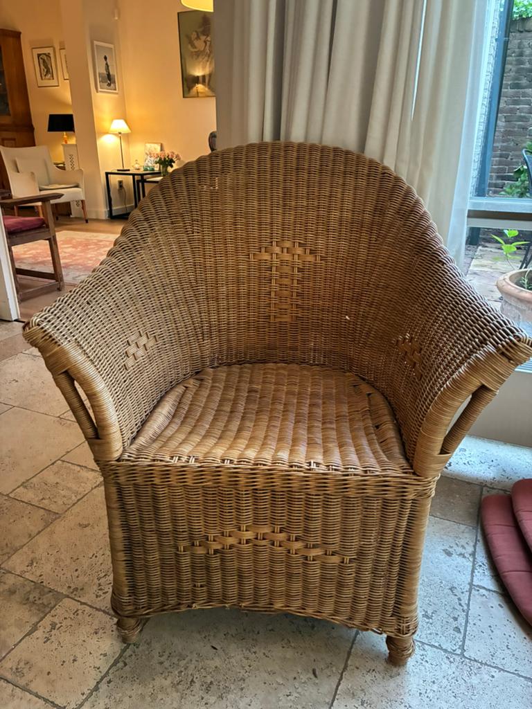 Rieten stoel, Huis en Inrichting, Stoelen, Ophalen, Bruin, Eén