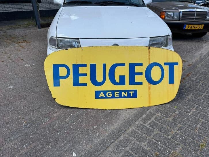 Oud Peugeot Agent Emaille Reclamebord, Ophalen