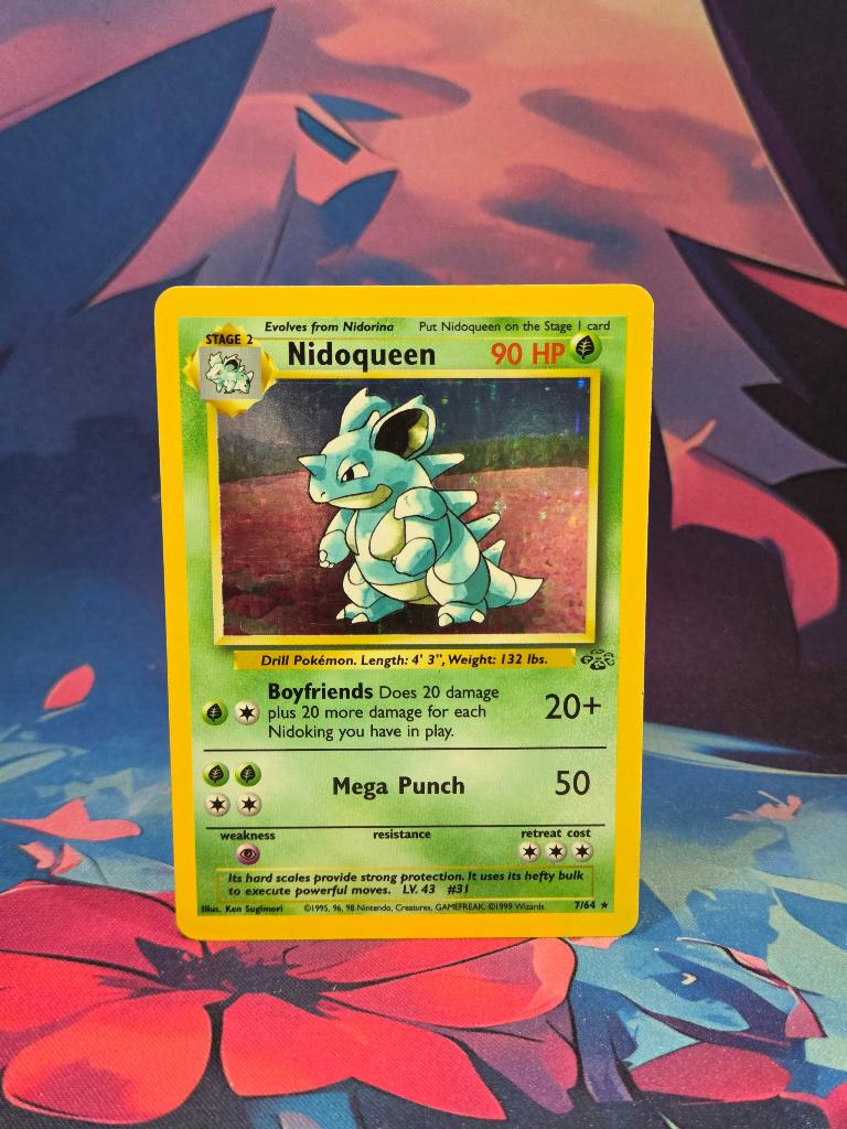 Nidoqueen Holo 7/64 Vintage Pokémon Kaart, Ophalen of Verzenden, Zo goed als nieuw