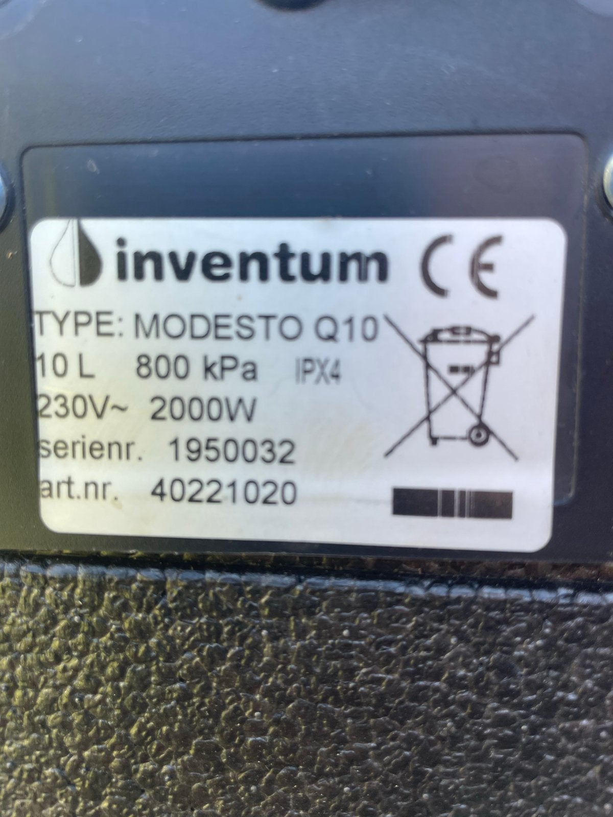 Inventum Modesto Q10 Boiler 10L - Zo goed als nieuw, Doe-het-zelf en Verbouw, Ophalen, Boiler, Zo goed als nieuw, Minder dan 20 liter