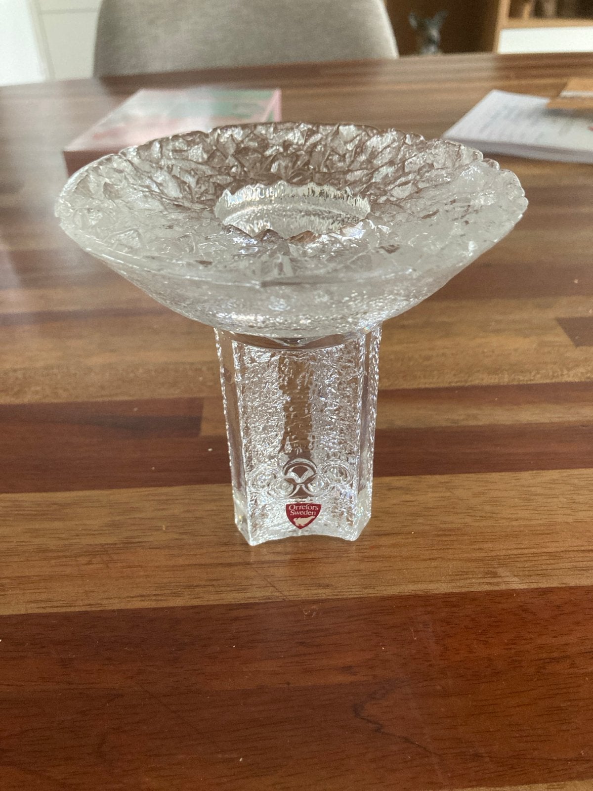 Orrefors Sweden IJskristal Kandelaar - Vintage Glas, Antiek en Kunst, Antiek | Glas en Kristal, Ophalen of Verzenden