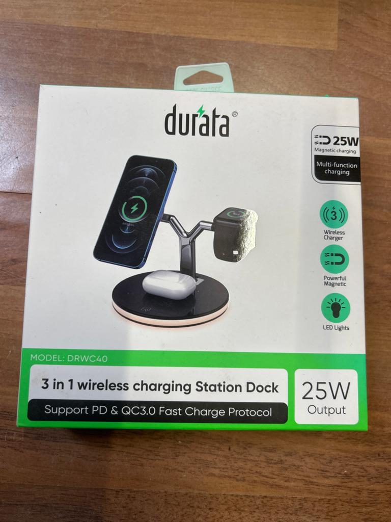 Durata 3-in-1 Draadloze Oplader Dock 25W - iPhone, AirPods, Ophalen of Verzenden, Nieuw, Apple iPhone