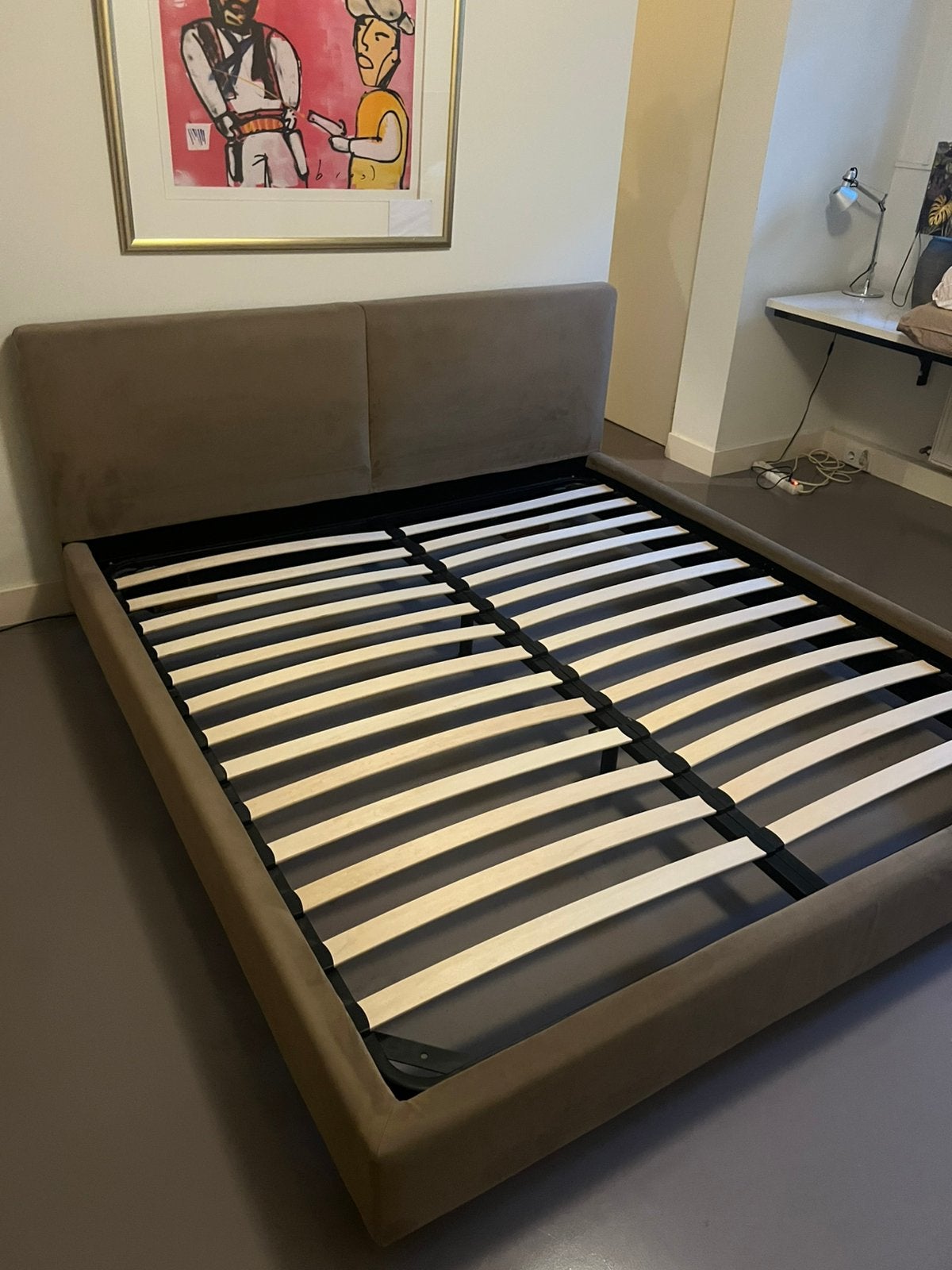 Designer gestoffeerd bed groen 100200 cm – luxe hoofdbord, Ophalen, Tweepersoons, Zo goed als nieuw, 180 cm