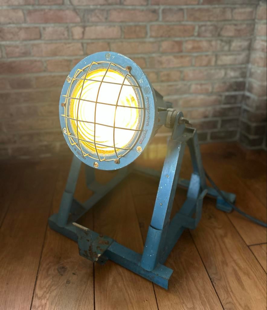 Vintage Simplex Industriële Schijnwerper - Blauw, Ophalen