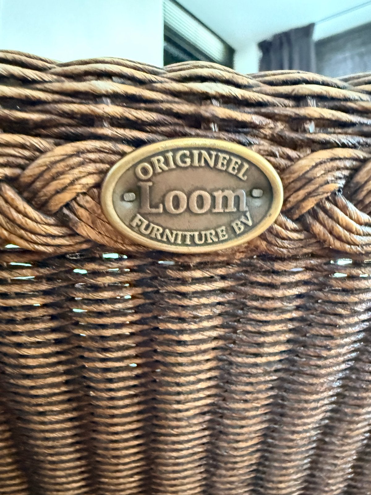 Origineel Loom Rotan Eetkamerstoel met Kussen, Ophalen, Gebruikt, Bruin, Riet of Rotan