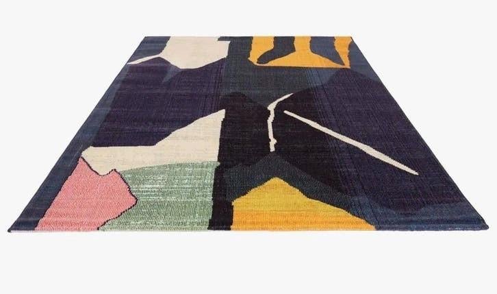Blauw gekleurd abstract vloerkleed. 3x2m + antislip. Zgan, Huis en Inrichting, Stoffering | Tapijten en Kleden, Ophalen, Blauw