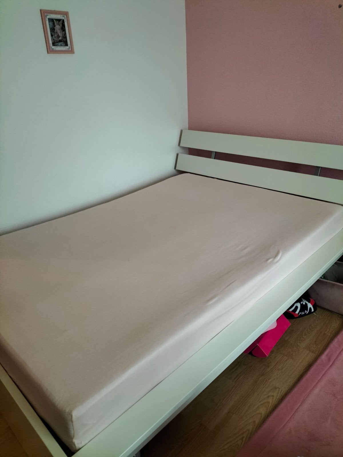 Tweepersoonsbed 160x210 cm met matras, Ophalen of Verzenden, Tweepersoons, Hout, 140 cm