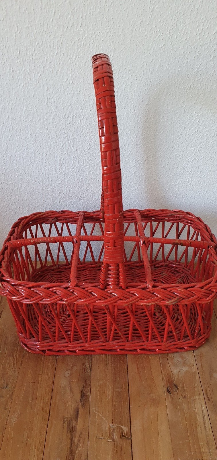 Rode rieten flessenmand - 36x24x43 cm, Ophalen of Verzenden, Gebruikt, Rood, Natuurlijk materiaal