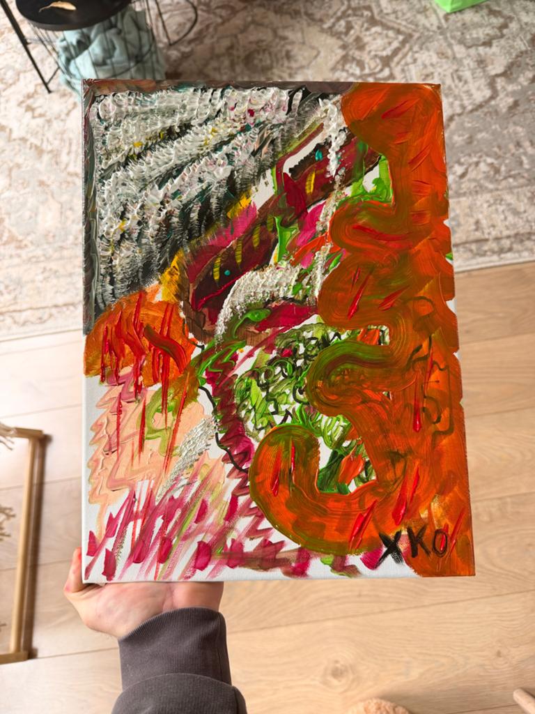 Levendig Abstract Kunstwerk op Canvas - Uniek en Kleurrijk, Antiek en Kunst, Ophalen of Verzenden