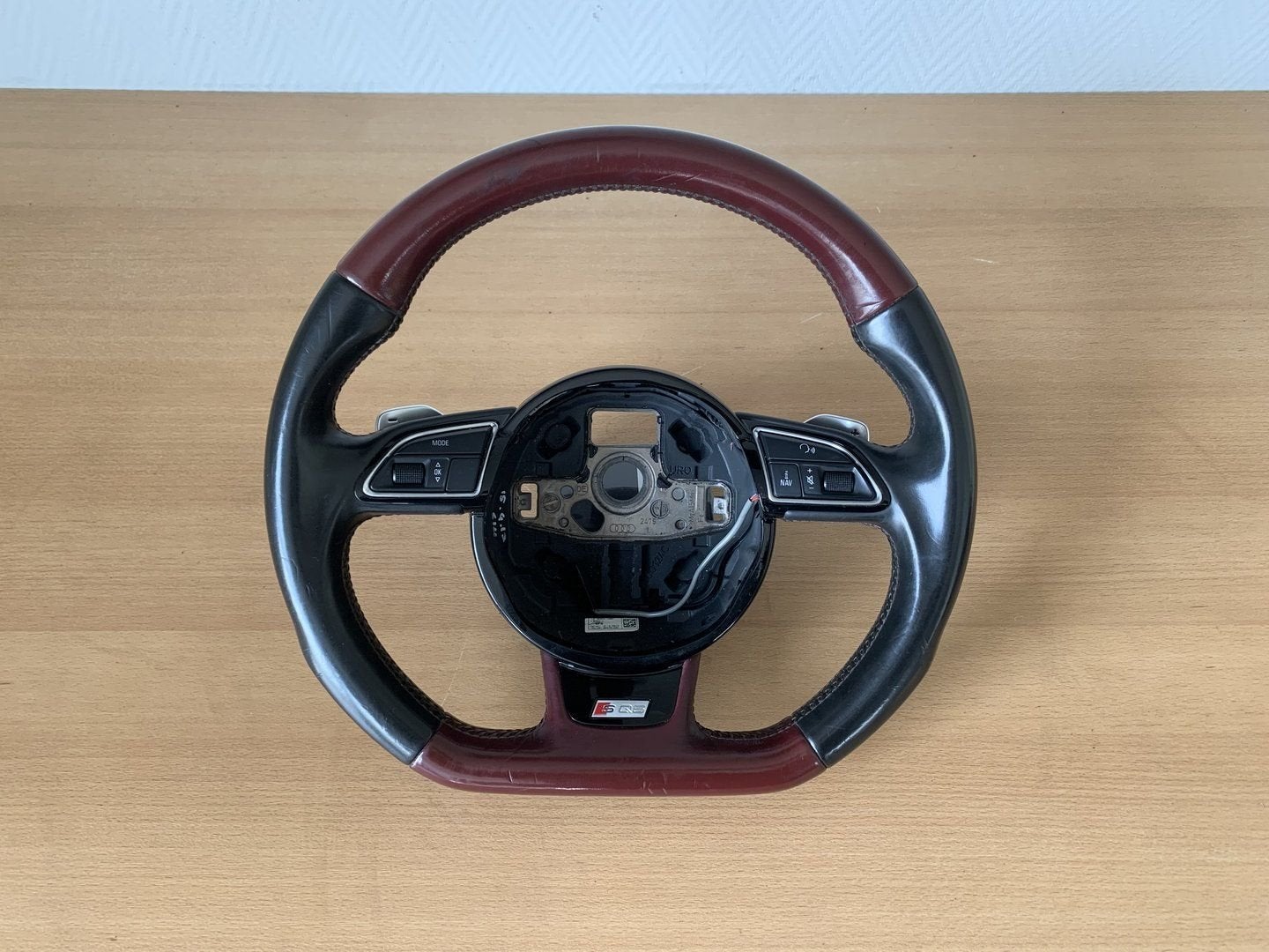 audi SQ5 stuurwiel rood leer + flippers + afgevlakt 2012- 17, Gebruikt, -, -, -
