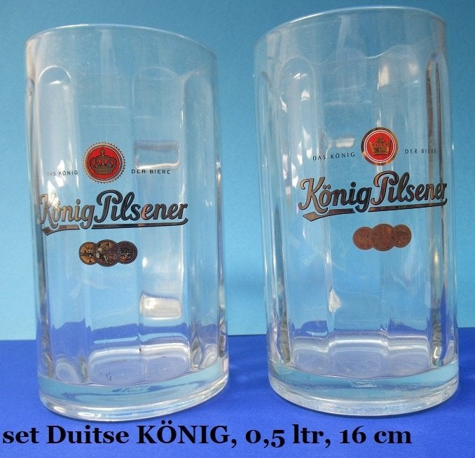 KÖNIG PILS Duitsland, set glazen bierpullen, halve liters, Ophalen of Verzenden, Zo goed als nieuw, Pul(len), Overige merken