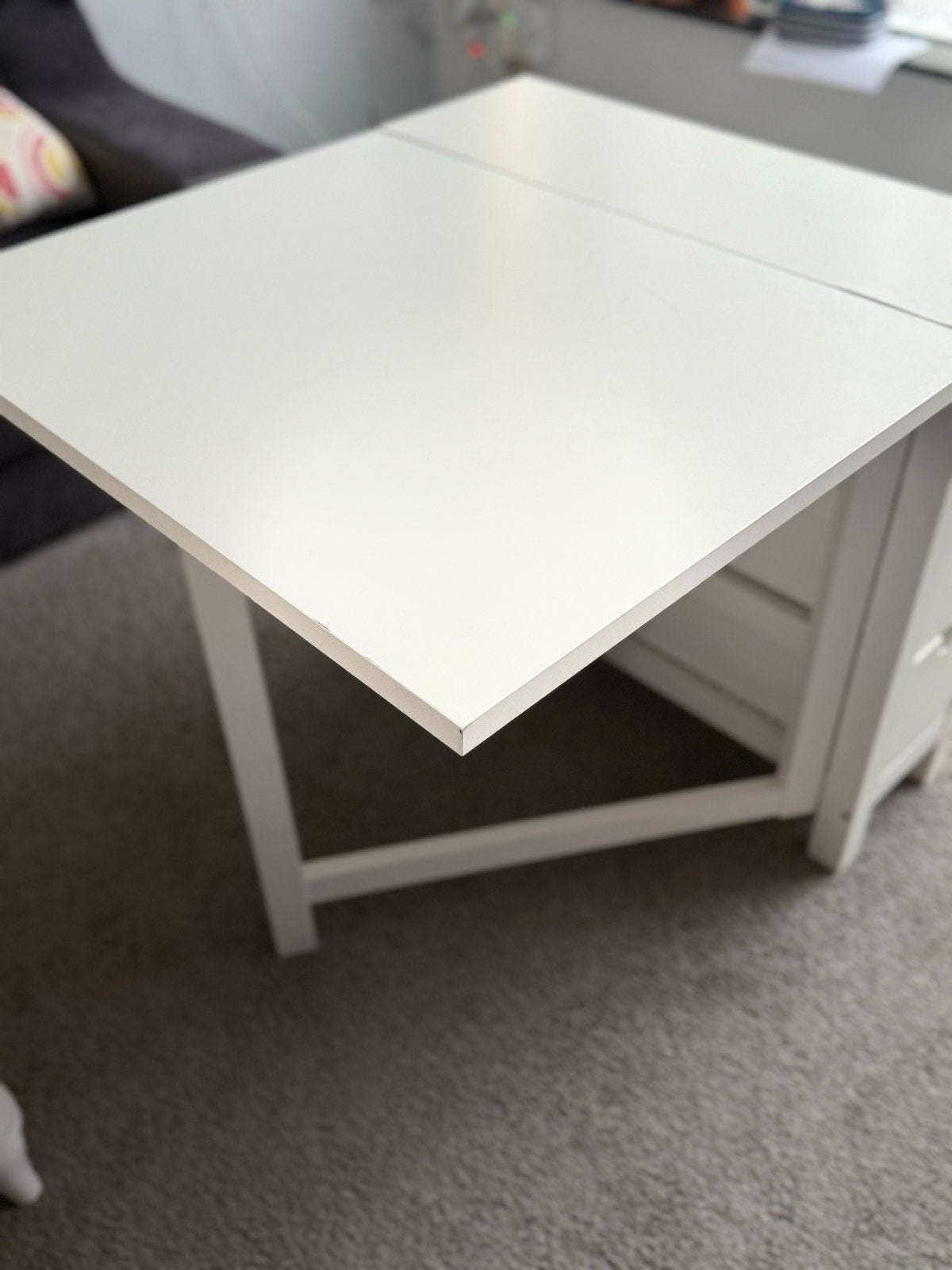 Witte opklapbare eettafel met lades, Gebruikt, 100 tot 150 cm, Vier personen, Rechthoekig