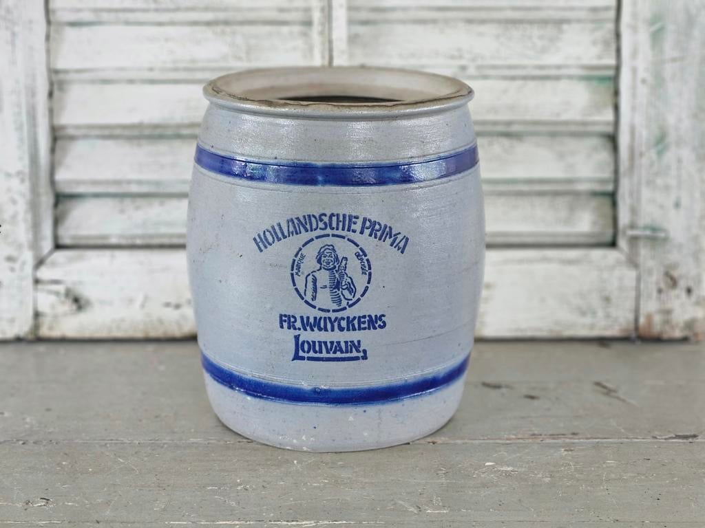 Oude Hollandse sardine pot Keulse potten grijs blauw, Ophalen of Verzenden