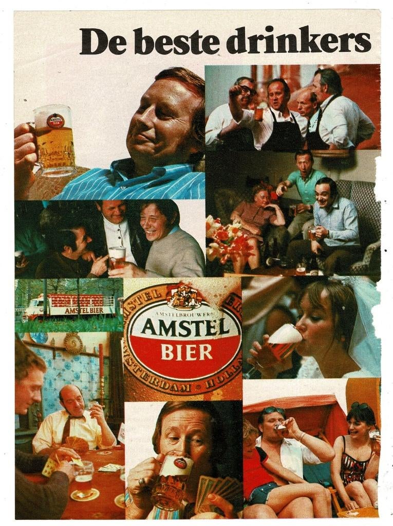 Beste drinkers drinken AMSTEL BIER 1974, Verzenden, Zo goed als nieuw, Overige typen