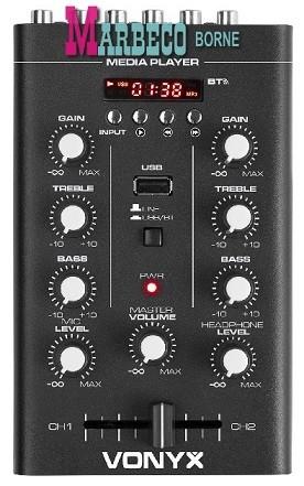 Mengpaneel, 2-Kanaals Mixer USB,MP3,Bluetooth, Bass, Treble, Vonyx, Nieuw, Info@marbeco.nl, Overige instrumenten