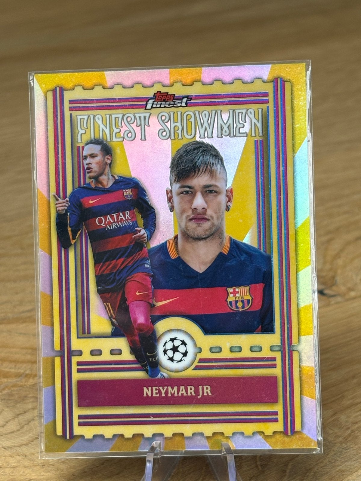 Topps Finest Showmen Neymar Jr. Spelerskaart, Ophalen of Verzenden, Zo goed als nieuw, Buitenlandse clubs, Spelerskaart