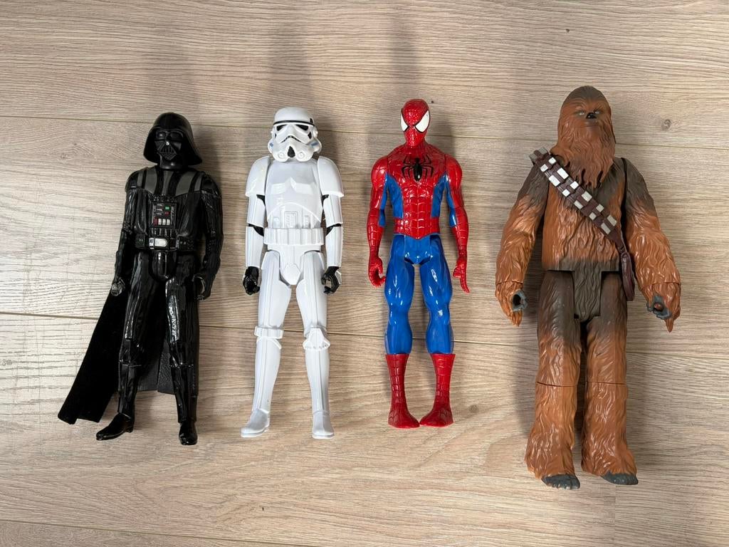 Set van 4 Actiefiguren: Star Wars & Spider-Man (30 cm), Kinderen en Baby's, Speelgoed | Actiefiguren, Ophalen, Gebruikt