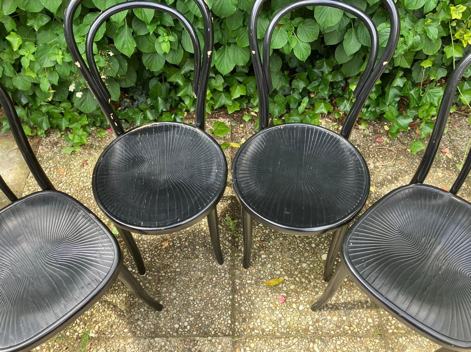 Set van 4 Thonet stoelen - Zwart - Radomsko, Ophalen, Gebruikt, Zwart, Thonet Radomsko vintage