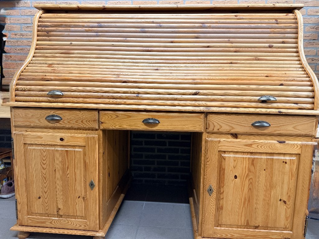Grenen rolluikbureau / secretaire – Morres, Ophalen, Zo goed als nieuw, Klassief grenen
