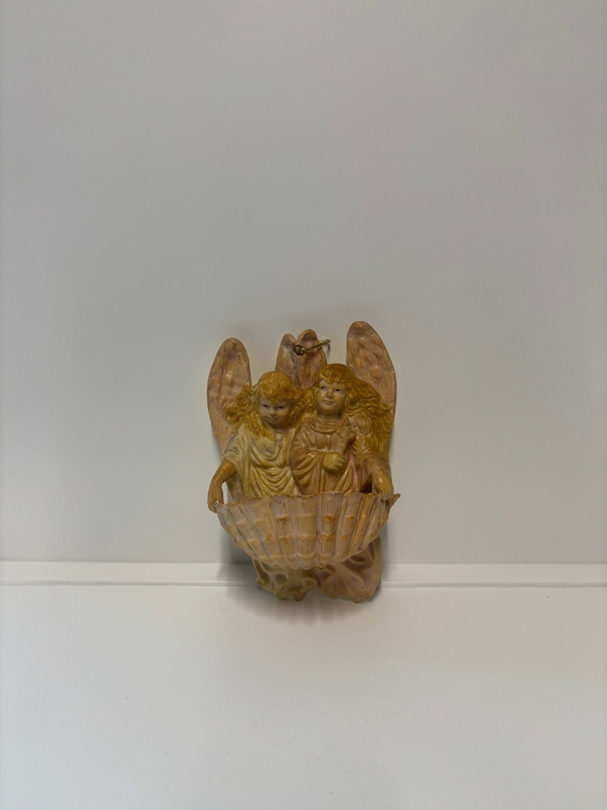 Vintage engelen wijwater bakje, Verzenden, Gebruikt, Beeld(je), Christendom | Katholiek