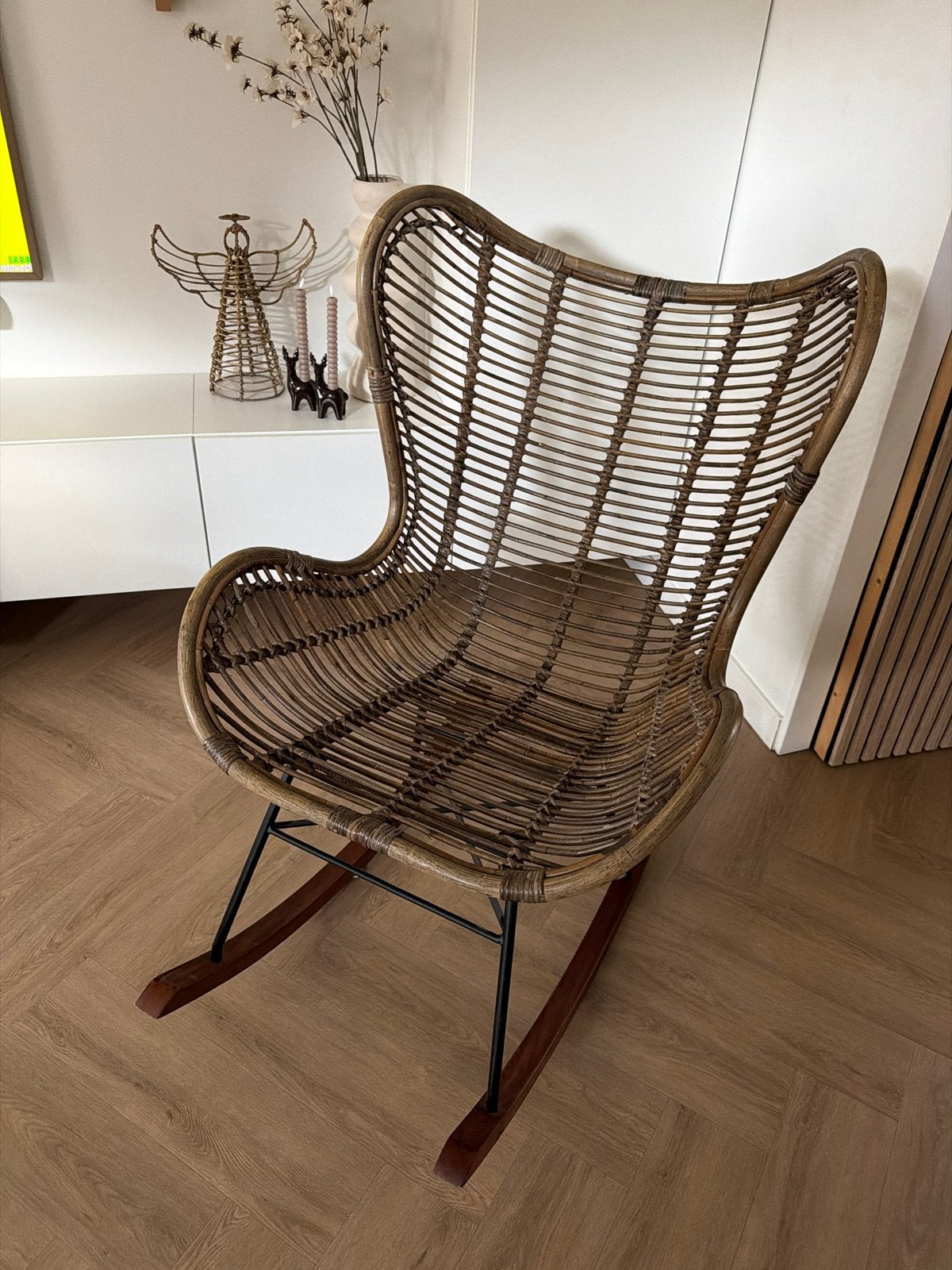 Rotan schommelstoel, Ophalen, Gebruikt, Bruin, Riet of Rotan