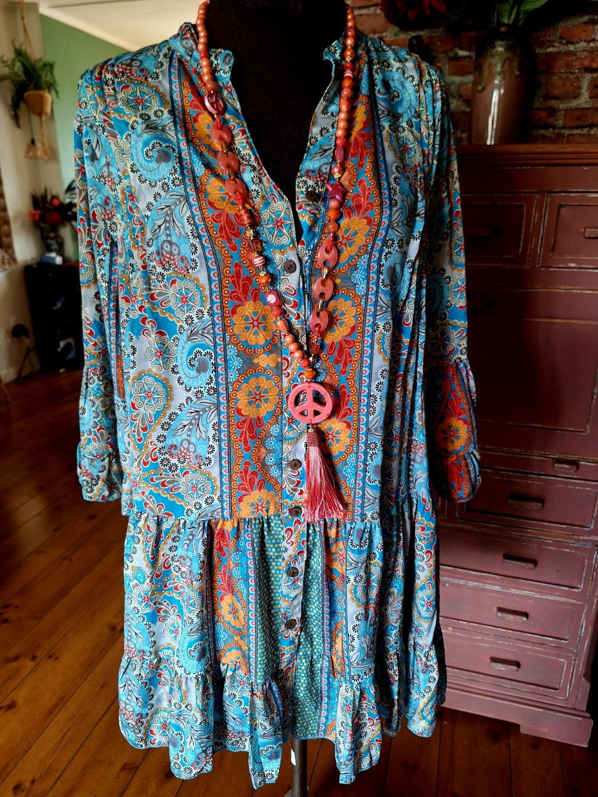 Jurk one size m l ibiza boho style, Overige kleuren, Maat 42/44 (L), Ophalen of Verzenden, Zo goed als nieuw