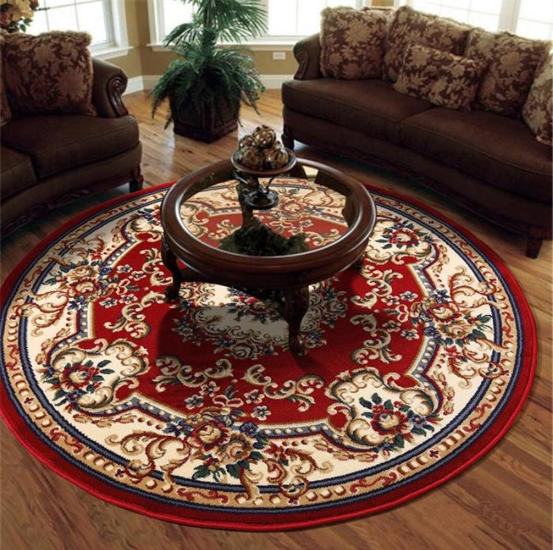 Rood Klassiek Rond Vloerkleed / Barok Kleed Tapijt Bloemen, Verzenden, 150 tot 200 cm, Rond, Overige kleuren