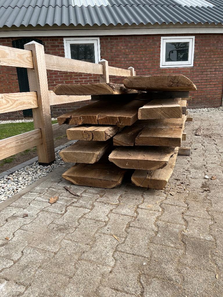 Eiken schaaldelen 4 meter, Doe-het-zelf en Verbouw, Hout en Planken, Ophalen, Eiken, Plank, 50 mm of meer