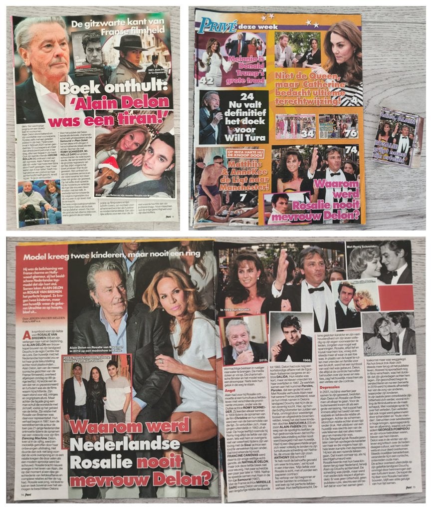 Alain Delon 3 pagina’s tijdschrift artikelen, Verzenden, Gebruikt, Film, Overige typen