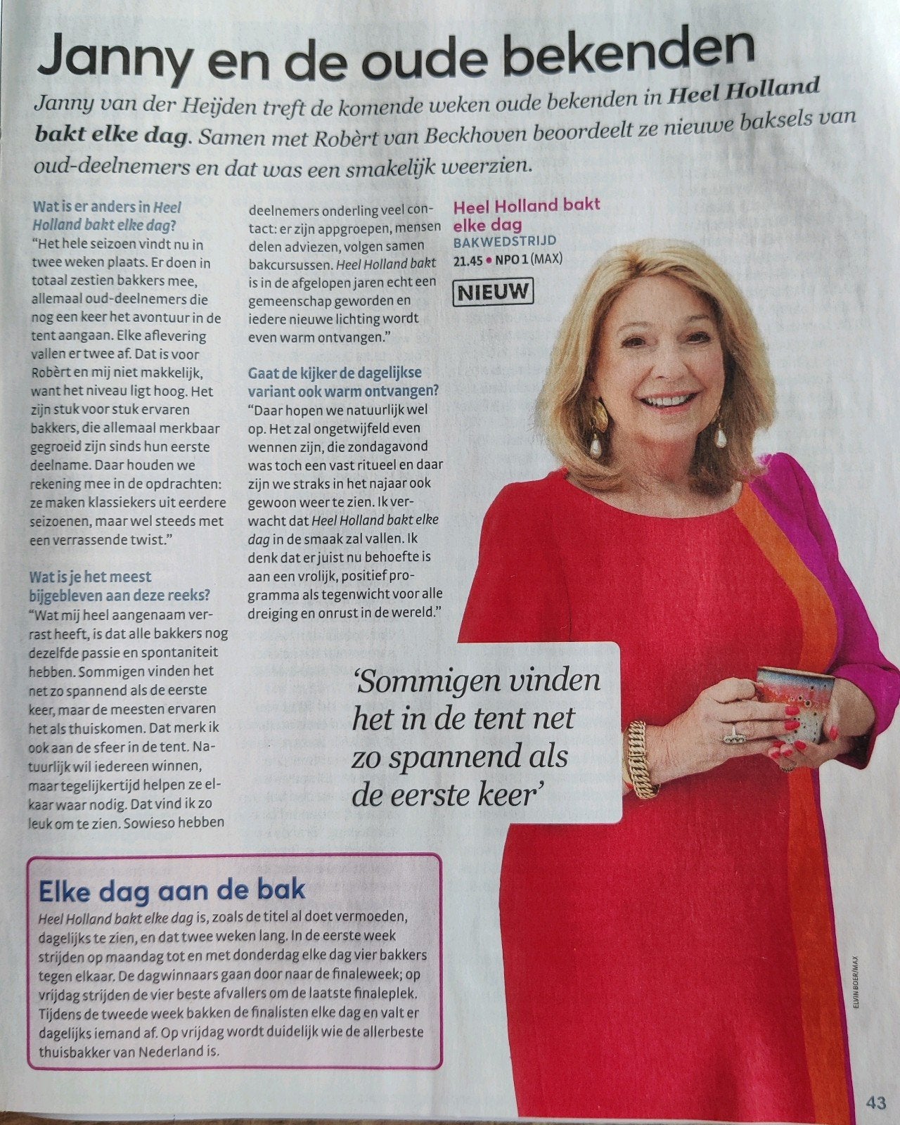 Janny van der Heijden - Heel Holland bakt - Artikel Knipsel, Ophalen of Verzenden, 1980 tot heden, Knipsel(s)