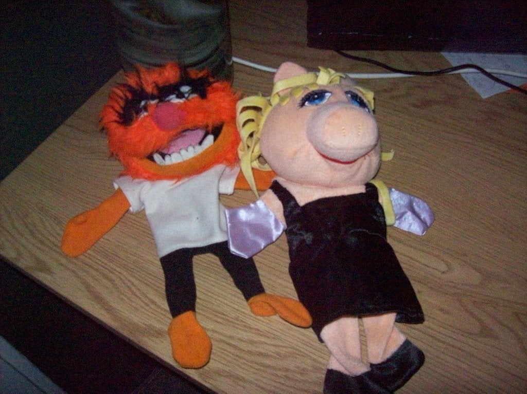 2 handpoppen knuffels  Miss Piggy en animal, Ophalen, Zo goed als nieuw, Overige typen