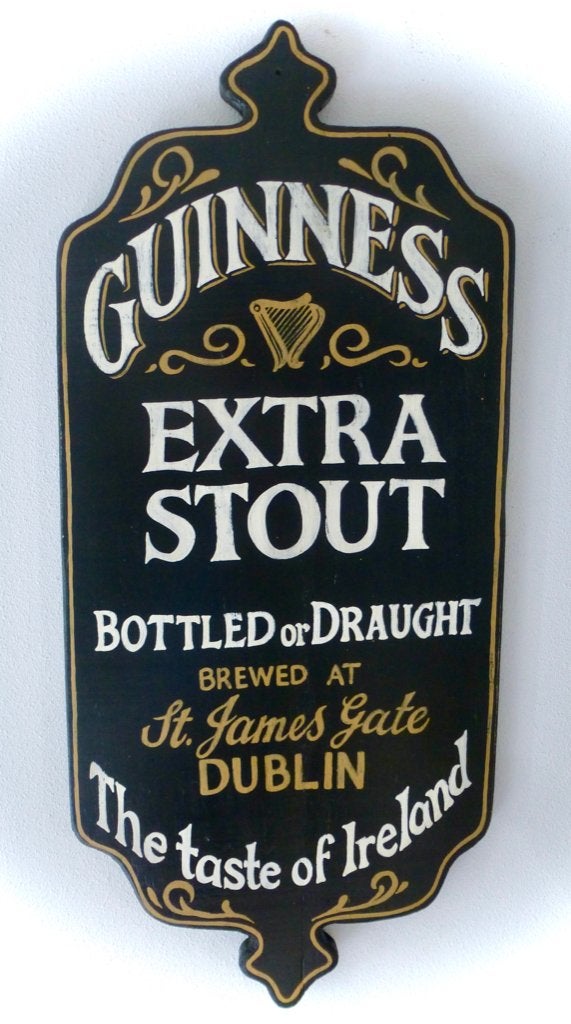 Handgeschilderd houten Irish pub bord / Guinness / Ireland, Reclamebord, Nieuw, Ophalen of Verzenden, B6