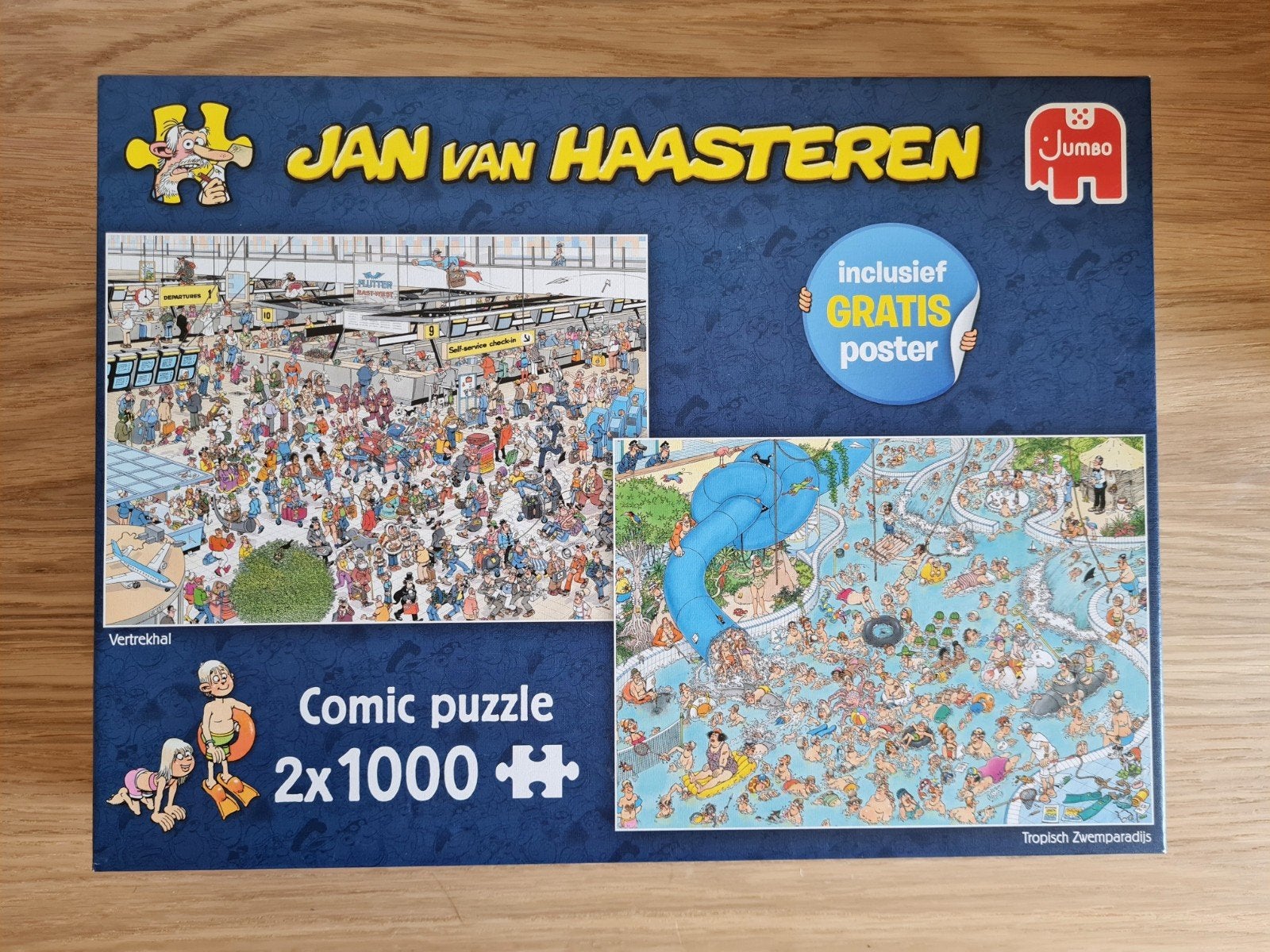 Jan van Haasteren 2x1000 stukjes, Hobby en Vrije tijd, Denksport en Puzzels, Ophalen of Verzenden, 500 t/m 1500 stukjes, Zo goed als nieuw