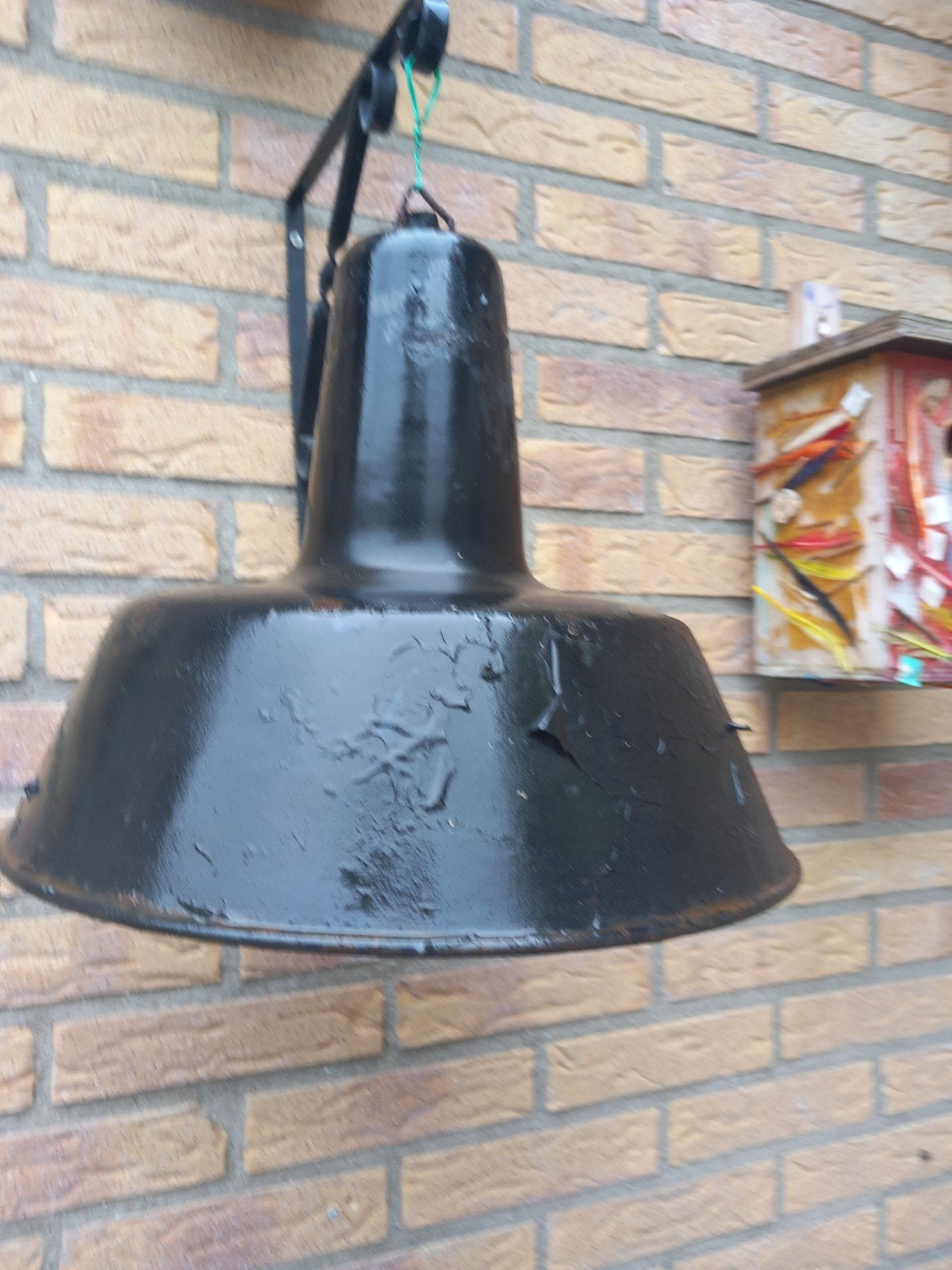 Vintage Industriële Lamp - Zwart Emaille, Ophalen of Verzenden
