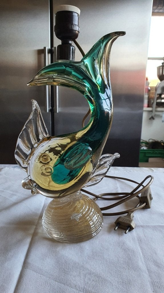 Murano lampenvoet Vis uit 1950 Hoog 35,5 cm Gewicht 2,3 kg H, Antiek en Kunst, Ophalen