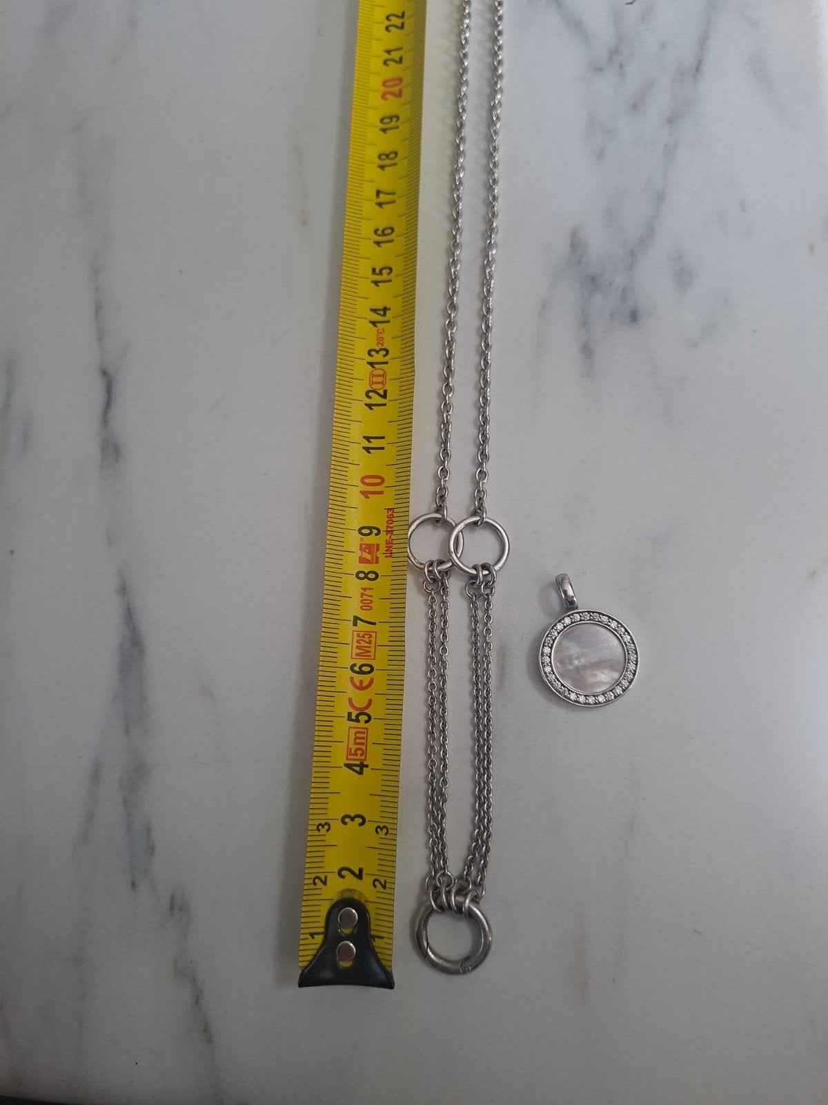 Ti sento ketting 70cm met hanger parelmoer, Ophalen, Met hanger, Zo goed als nieuw, Zilver