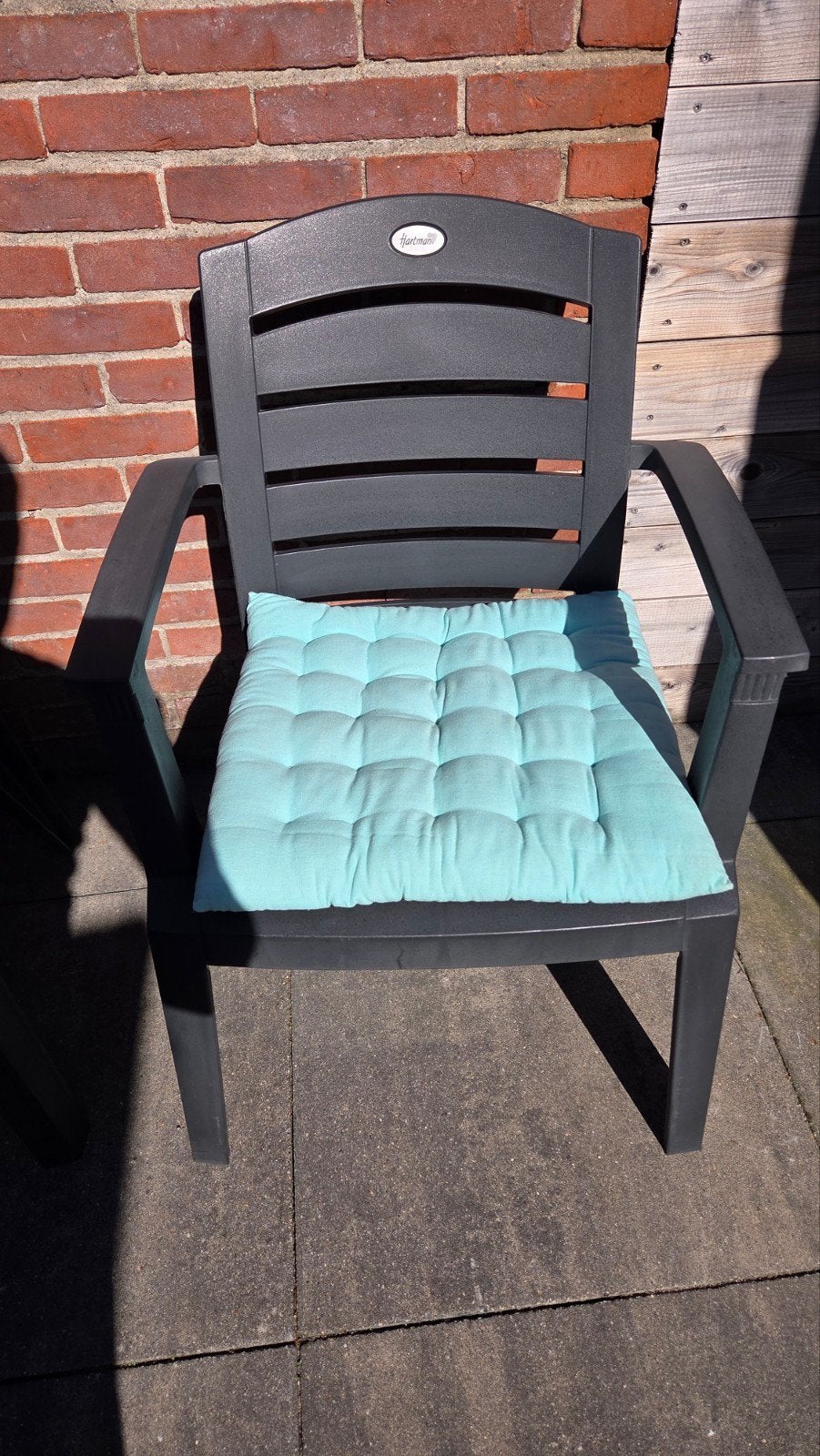 4 grijze Hartman tuinstoelen met of zonder kussens, Tuin en Terras, Tuinstoelen, Ophalen, Gebruikt, Kunststof