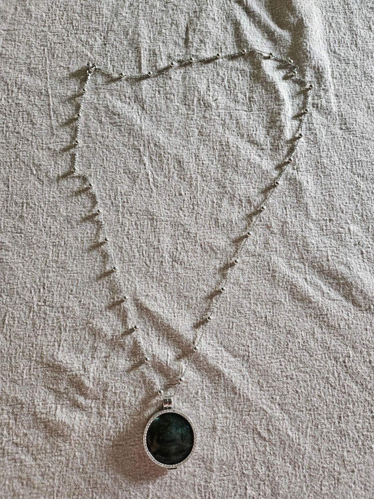 MY iMenso 925 Zilveren Ketting met Labradoriet Steen, Sieraden, Tassen en Uiterlijk, Ophalen of Verzenden, Zo goed als nieuw, Met edelsteen