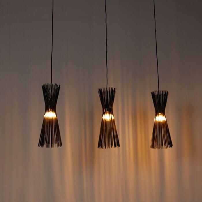 Z.G.A.N. hanglamp QAZQA Broom HL gold 3, Ophalen, Zo goed als nieuw, Metaal, Minder dan 50 cm